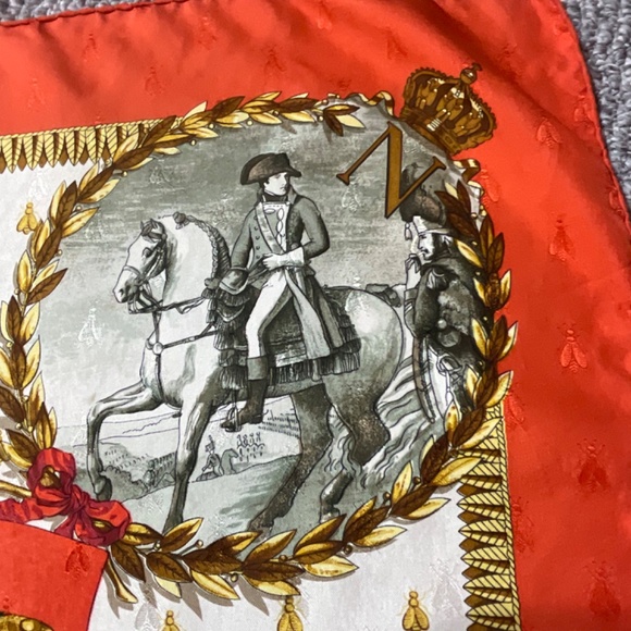 •Hermes Vintage Jacquard Scarf RARE Napoleon Ledoux Hand Rolled Hem 35”x34” - Picture 10 of 15